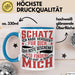 Valentinstag Tasse Geschenk für Ihn Sie Männer Für Paare Freundin Geschenkidee Kaffee-Becher Liebe Schatz Ich Hab Versucht Für Dich Das Geschenk Zu Finden Aber Du Hast Ja Bereits Mich Lustiger Spruch Blau Trendation