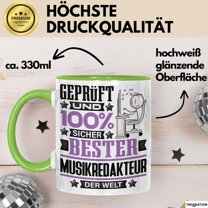 Musikredakteur Geschenk Lustiger Spruch für Musikredakteur Geschenkidee Bester Musikredakteur Der Welt Grün Trendation