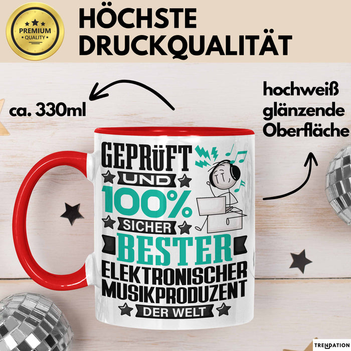ElektronischerMusikproduzent Geschenk Lustiger Spruch für ElektronischerMusikproduzent Geschenkidee Bester ElektronischerMusikproduzent Der Welt Rot Trendation