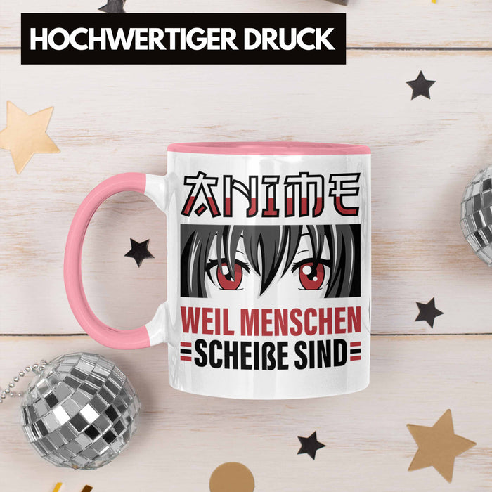 TRENDATION Anime Tasse Geschenk Spruch Kaffeetasse Rosa Trendation