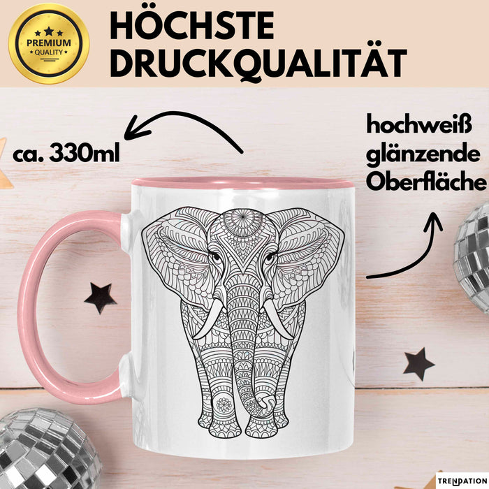 Elefant Mandala Tasse Geschenk Lustige Geschenkidee Spruch Rosa Trendation