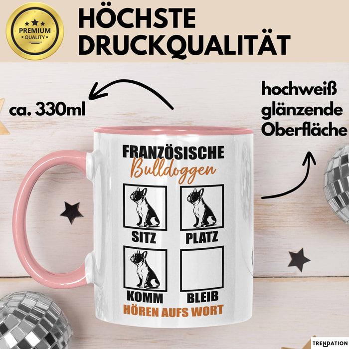 Bulldoggen Hören Aufs Wort Tasse Geschenk Bulldoggen Besitzer Mama Becher Rosa Trendation