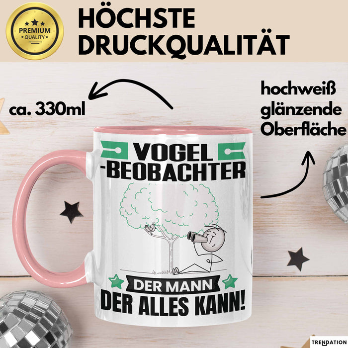 Vogelbeobachter Tasse Geschenk für Vogelbeobachter Der Mann Der Alles Kann Geschenkidee zum Geburtstag Rosa Trendation