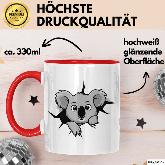 Koala Tierliebhaber Tasse Geschenk Lustige Geschenkidee Spruch Rot Trendation