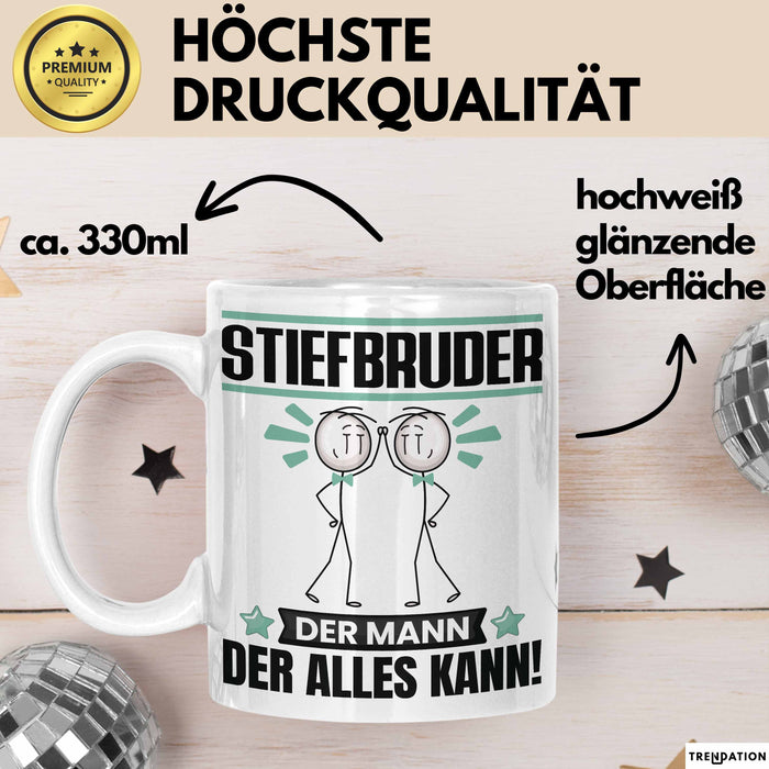 Stiefbruder Tasse Geschenk für Stiefbruder Der Mann Der Alles Kann Geschenkidee zum Geburtstag Weiß Trendation