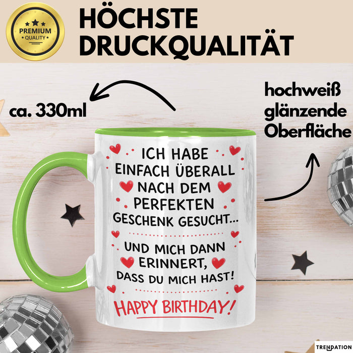 Geburtstagsfeier Sarkasmus Tasse Geschenk Lustige Geschenkidee Spruch Ich Habe Einfach Überall Nach Dem Perfekten Geschenk Gesucht Grün Trendation