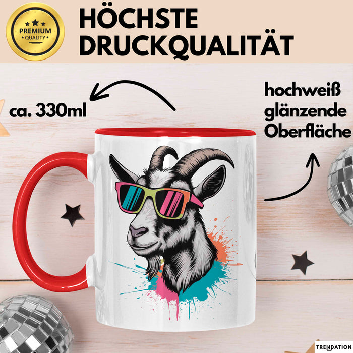 Ziegenbauer Ziegen Tier Sonnenbrille Tasse Geschenk Lustige Geschenkidee Spruch Rot Trendation
