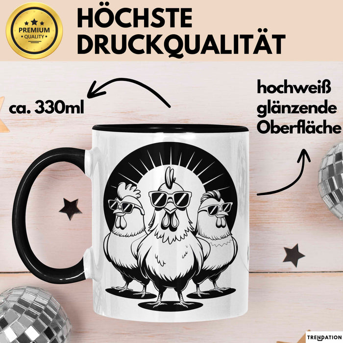 Huhn Tier Bauer Sonnenbrille Tasse Becher Geschenk Lustige Geschenkidee Spruch Trendation