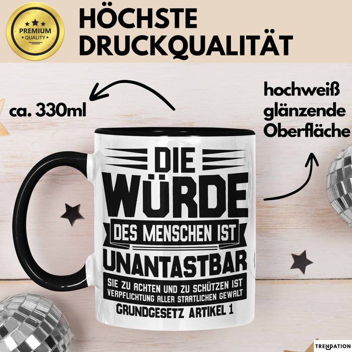 Jura Tasse Geschenk Die Würde Des Menschen Ist Unantastbar Geschenkidee Jurist Juristin Anwalt Becher Trendation