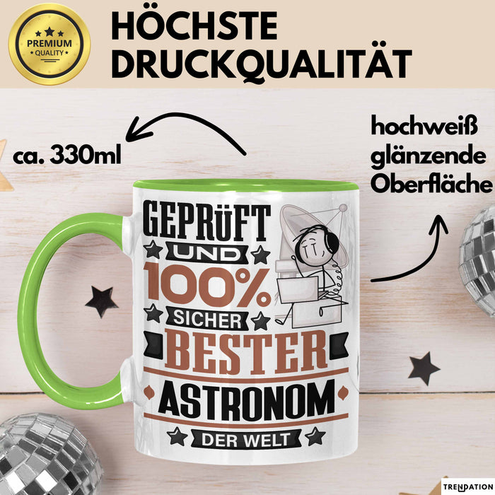 Astronom Geschenk Lustiger Spruch für Astronom Geschenkidee Bester Astronom Der Welt Grün Trendation