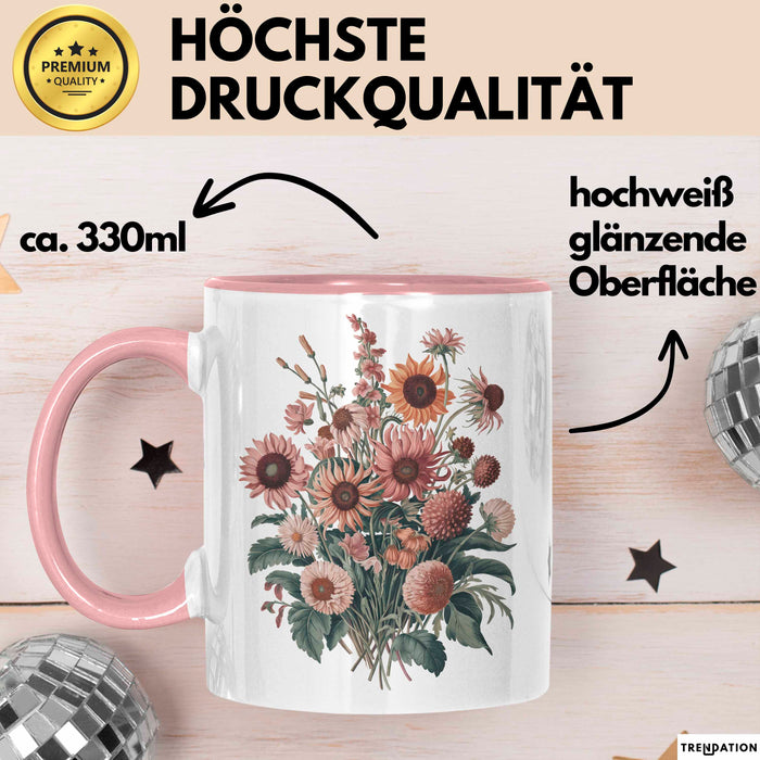 Botanische Blumen Tasse Geschenk Lustige Geschenkidee Spruch Rosa Trendation