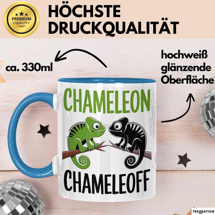 Chamäleon Tier Tasse Geschenk Chamäleon Chamäleoff Reptil Geschenkidee Lustig Blau Trendation