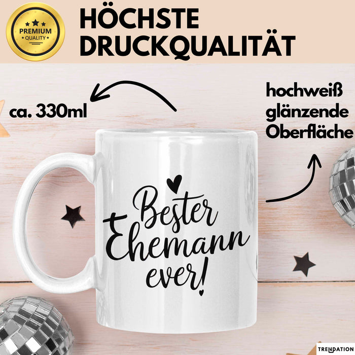 Guter Ehemann Verheiratete Männer Jungen Tasse Becher Geschenk Lustige Geschenkidee Spruch Bester Ehemann Ever Weiß Trendation