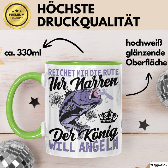 Angler Geschenk Tasse Spruch Männer Angeln Geschenkidee Kaffee-Becher Fischer Angeln Grün Trendation