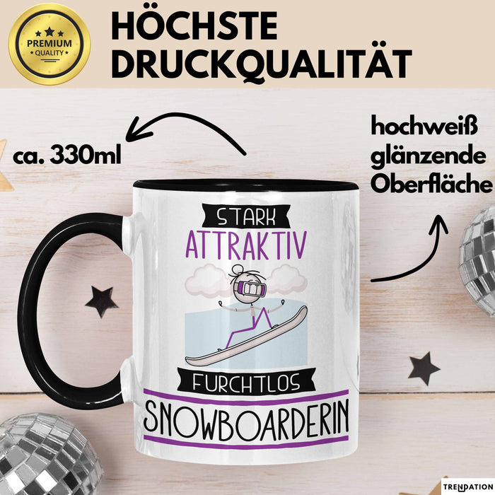 Snowboarderin Tasse Geschenk Becher Stark Attraktiv Furchtlos Snowboarderin Lustige Geschenkidee Trendation