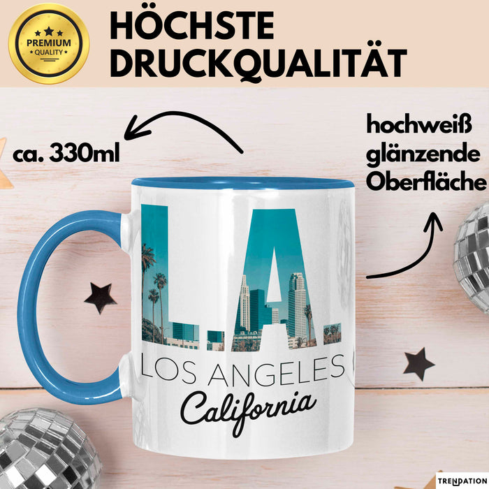 Los Angeles LA Kalifornien USA Tasse Becher Geschenk Lustige Geschenkidee Spruch Blau Trendation