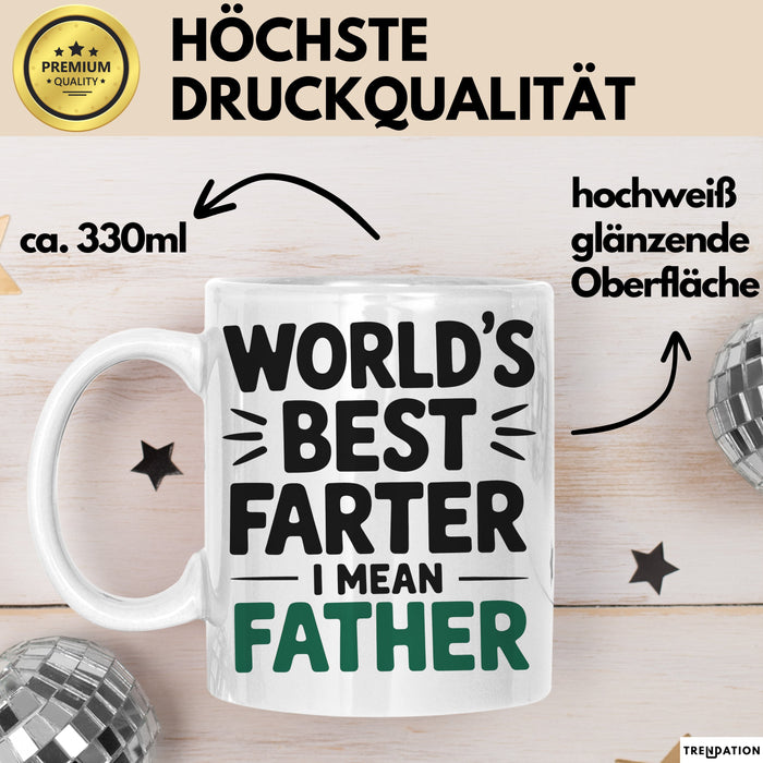 Vatertag Tasse Geschenk Worlds Best Farter I Mean Father Geschenkidee Papa Weiß Trendation