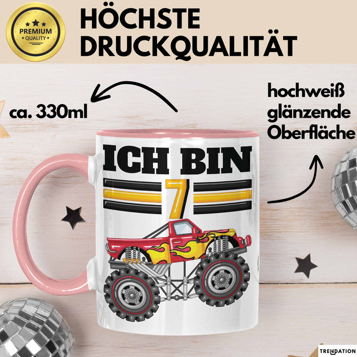 7. Geburtstag Geschenk Tasse Becher Jungs Trucks Geburtstagsgeschenk Ich Bin 7 Rosa Trendation
