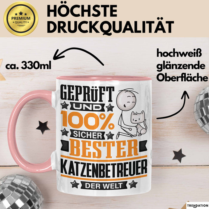 Katzenbetreuer Geschenk Lustiger Spruch für Katzenbetreuer Geschenkidee Bester Katzenbetreuer Der Welt Rosa Trendation
