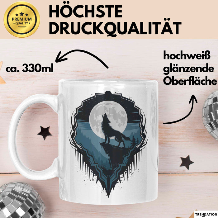 Wolf Tierliebhaber Tasse Geschenkidee für Wildtier Fans Weiß Trendation