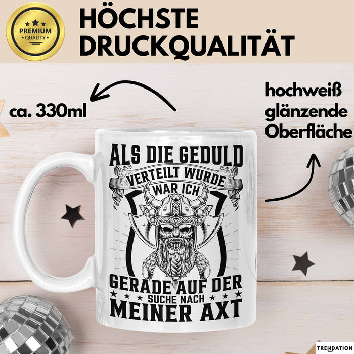 Forstwirt Geschenk Tasse Waldarbeiter Axt Holz Hacken Totenkopf Wikinger Kaffee-Becher für Holzfäller Weiß Trendation