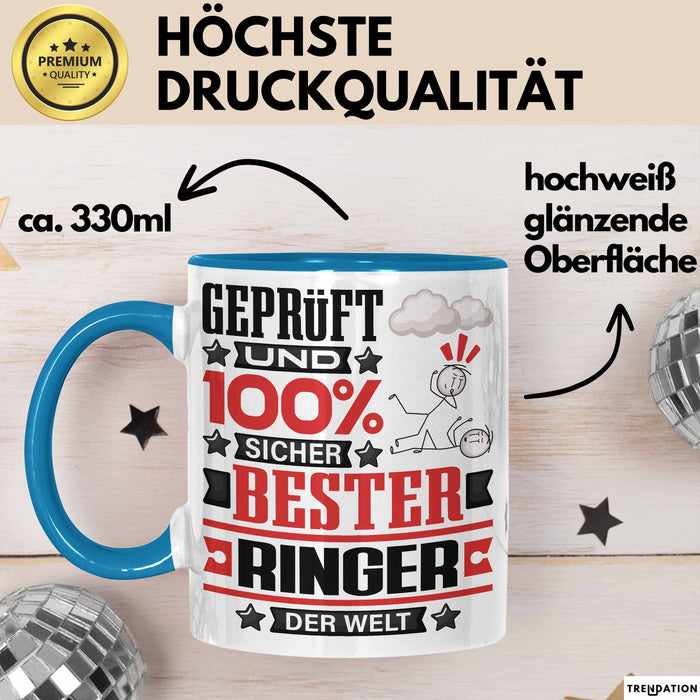 Ringer Geschenk Lustiger Spruch für Ringer Geschenkidee Bester Ringer Der Welt Blau Trendation