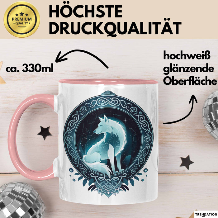 Wolf Tasse Geschenkidee Wikinger Fenriswolf Rosa Trendation
