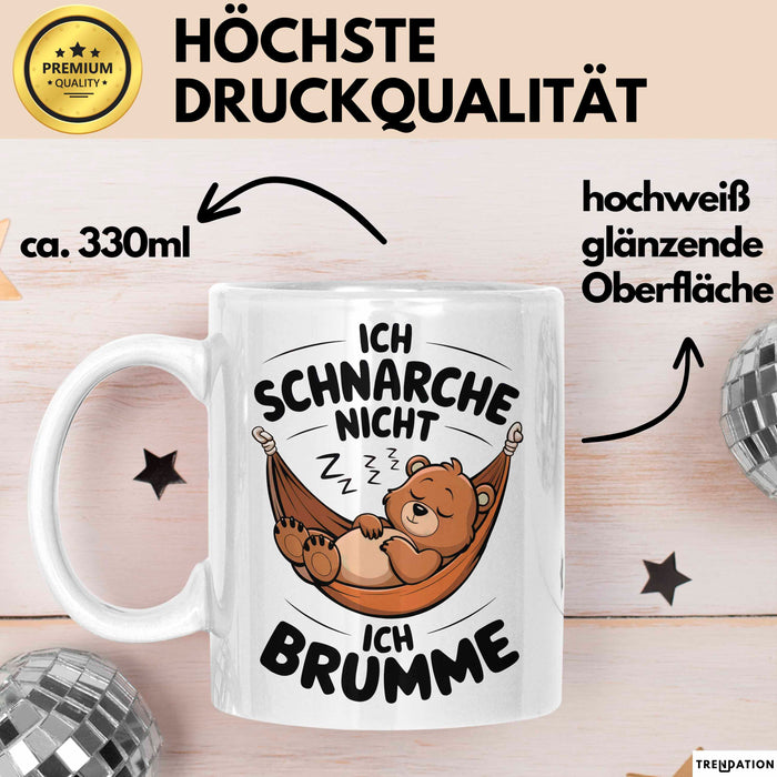 Schlafendes Bier Tasse Geschenk Lustige Geschenkidee Spruch Ich Schnarche Nicht Ich Brumme Weiß Trendation