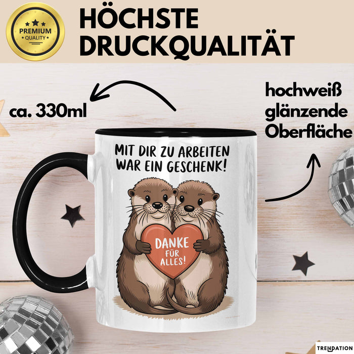 Büroarbeit Kollege Abschied Tasse Geschenk Lustige Geschenkidee Spruch Mit Dir Zu Arbeiten War Ein Geschenk Danke Für Alles Trendation
