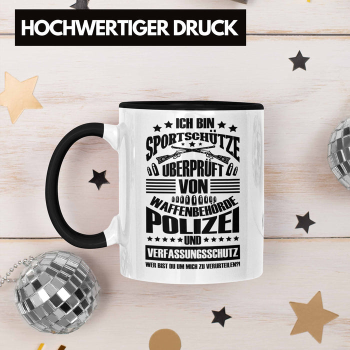 Lustige Schießen-Tasse für Sportschützen Geschenk Ich Bin Sportschütze Schwarz Trendation