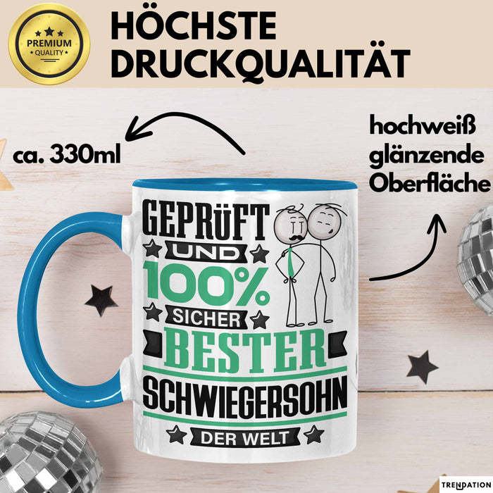 Schwiegersohn Geschenk Lustiger Spruch für Schwiegersohn Geschenkidee Bester Schwiegersohn Der Welt Blau Trendation