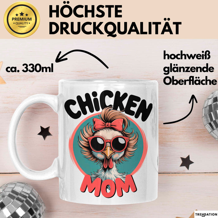 Huhn Tier Bauer Tasse Becher Geschenk Lustige Geschenkidee Spruch Hühnermama Weiß Trendation