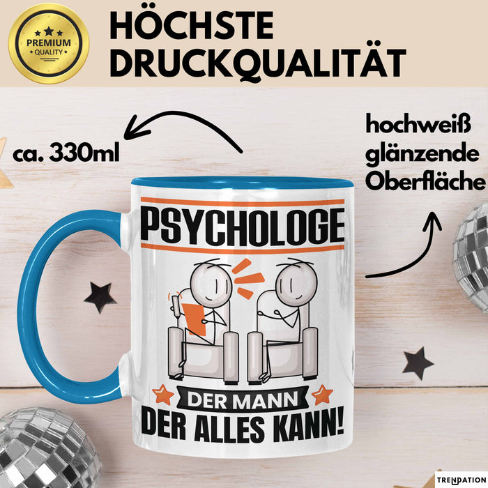 Psychologe Tasse Geschenk für Psychologe Der Mann Der Alles Kann Geschenkidee zum Geburtstag Blau Trendation