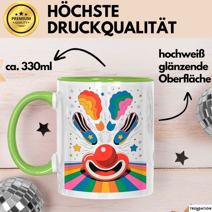Clown Tasse Geschenk Lustige Geschenkidee Spruch Für Zirkus Humor Liebhaber Grün Trendation