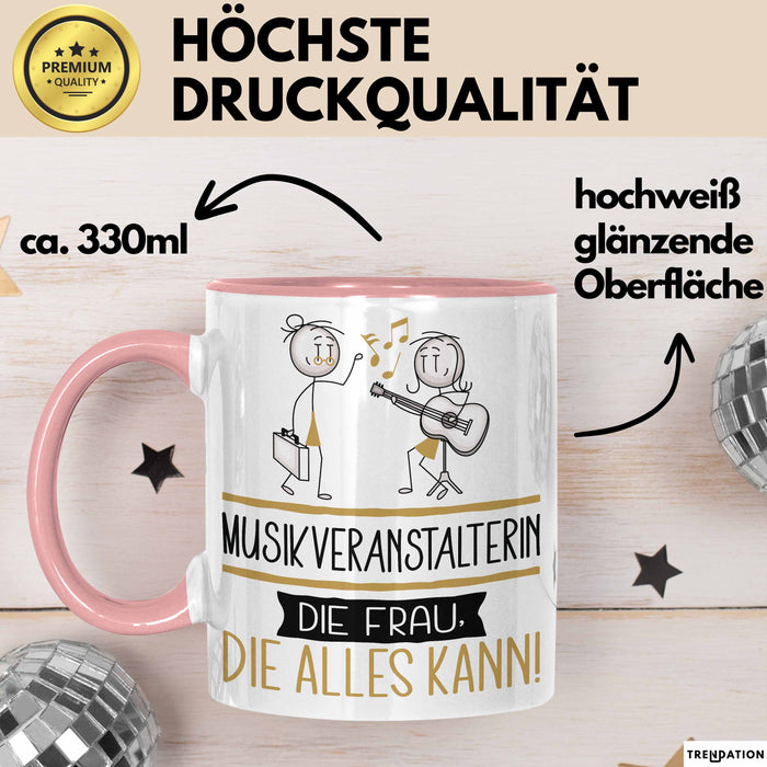 Musikveranstalterin Geschenk Tasse Becher Die Frau Die Allen Kann Geschenkidee für eine Musikveranstalterin Lustig Rosa Trendation