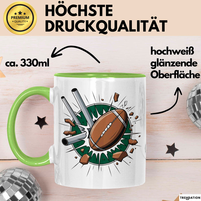 Rugby Fan Tasse Geschenkidee für Liebhaber harter Sportarten Grün Trendation