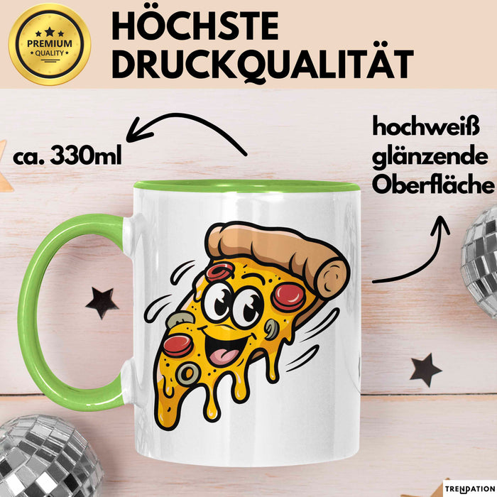 Pizzaliebhaber Tasse Geschenkidee für Pizza Slice Süchtige Grün Trendation
