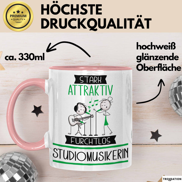 Studiomusikerin Tasse Geschenk Becher Stark Attraktiv Furchtlos Studiomusikerin Lustige Geschenkidee Rosa Trendation