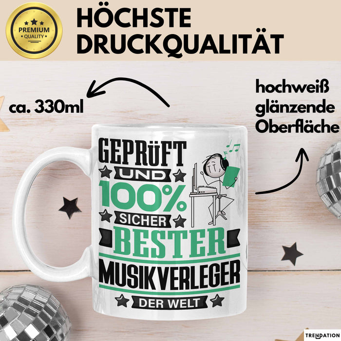 Musikverleger Geschenk Lustiger Spruch für Musikverleger Geschenkidee Bester Musikverleger Der Welt Weiß Trendation