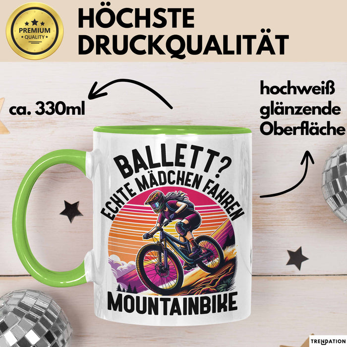 Mountainbikerin Tasse Geschenk Frauen Ballett Echte Mädchen Fahren Mountainbike Mtb Grün Trendation