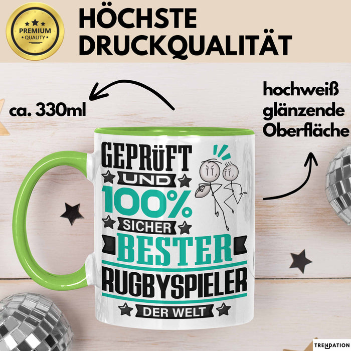 Rugbyspieler Geschenk Lustiger Spruch für Rugbyspieler Geschenkidee Bester Rugbyspieler Der Welt Grün Trendation