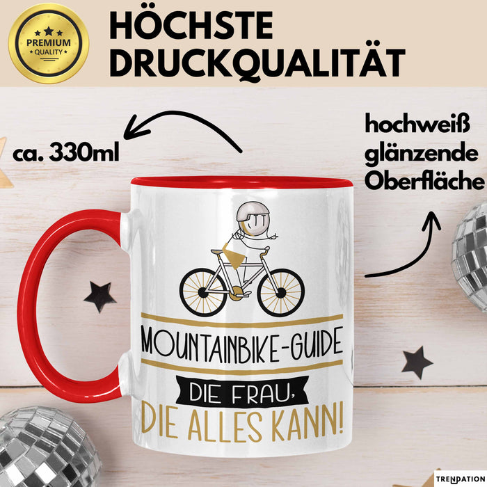 Mountainbike-Guide Geschenk Tasse Becher Die Frau Die Allen Kann Geschenkidee für eine Mountainbike-Guide Lustig Rot Trendation