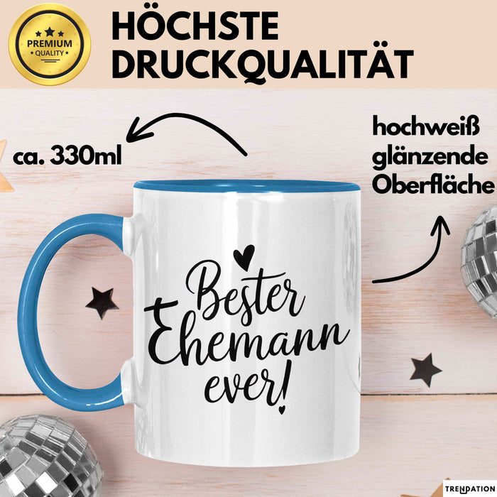 Guter Ehemann Verheiratete Männer Jungen Tasse Becher Geschenk Lustige Geschenkidee Spruch Bester Ehemann Ever Blau Trendation