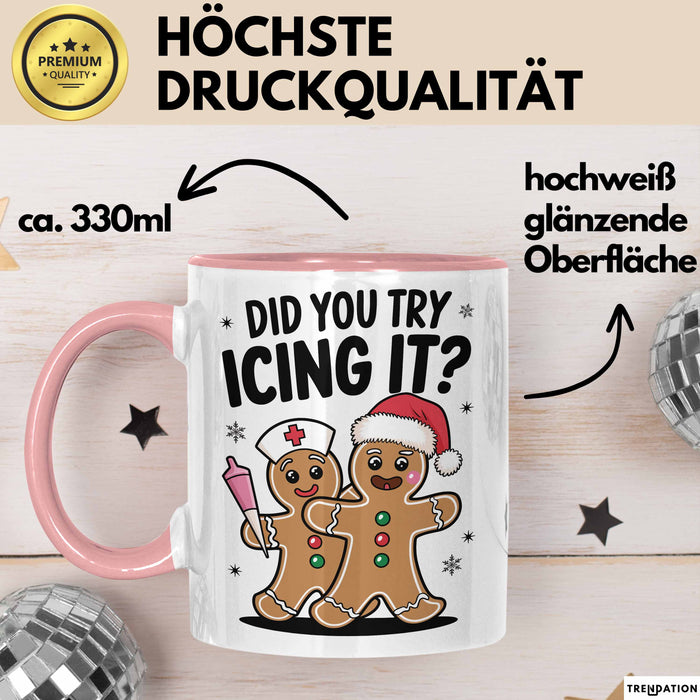 Sarkastische Weihnachtsfeier Tasse Geschenk Lustige Geschenkidee Spruch Hast Du Versucht Es Zu Kühlen Rosa Trendation