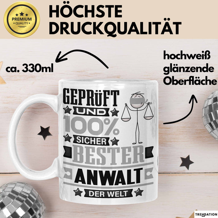 Anwalt Geschenk Lustiger Spruch für Anwalt Geschenkidee Bester Anwalt Der Welt Weiß Trendation