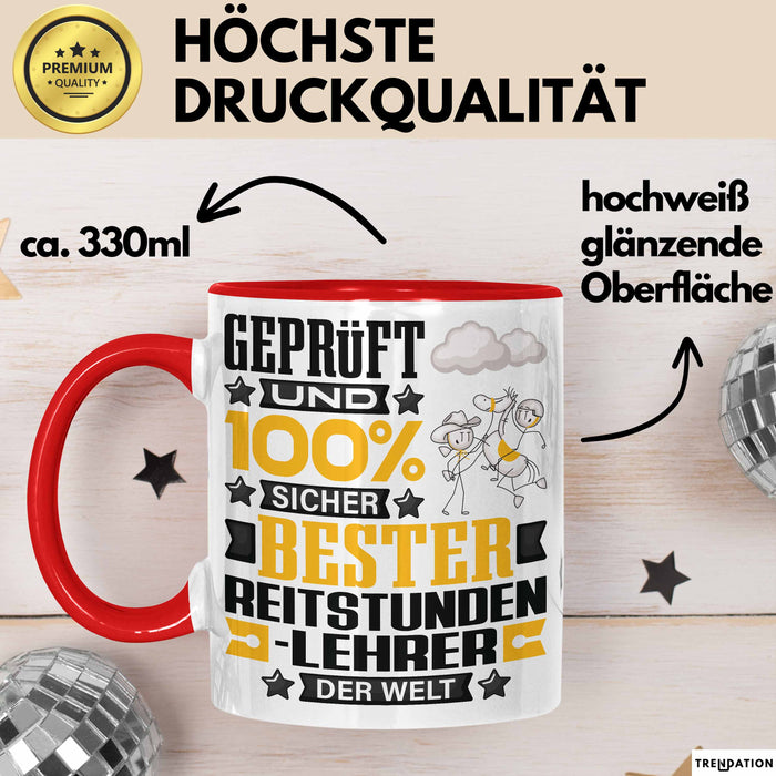 Reitstundenlehrer Geschenk Lustiger Spruch für Reitstundenlehrer Geschenkidee Bester Reitstundenlehrer Der Welt Rot Trendation