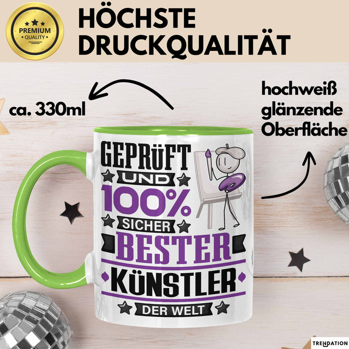 Künstler Geschenk Lustiger Spruch für Künstler Geschenkidee Bester Künstler Der Welt Grün Trendation