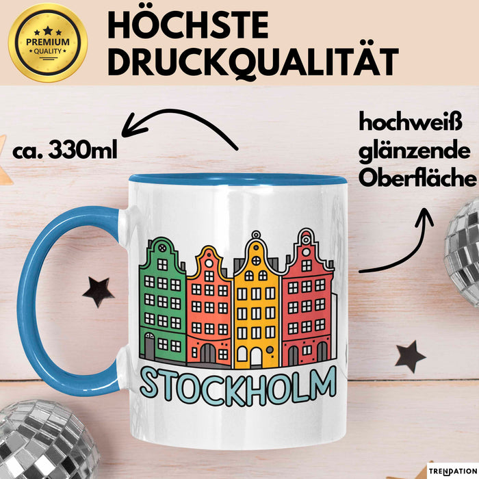 Stockholm Schweden Skandinavien Schwedisch Tasse Geschenk Lustige Geschenkidee Spruch Blau Trendation