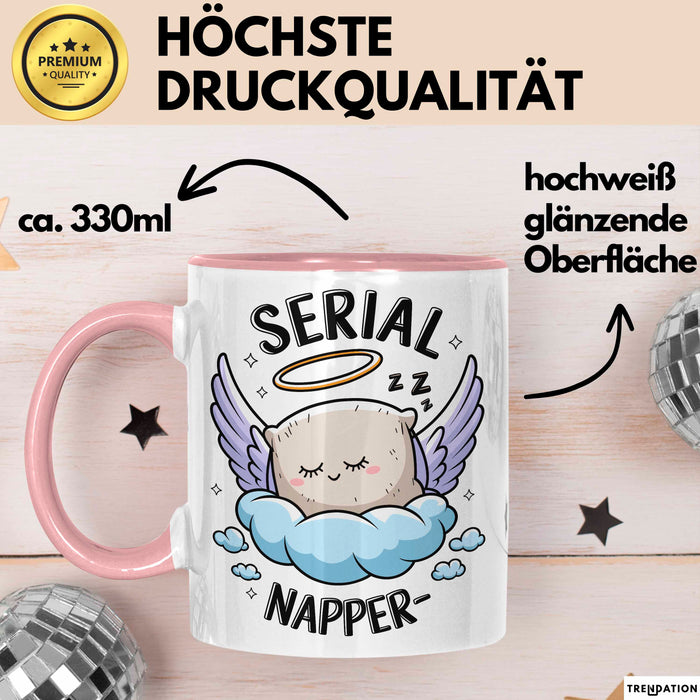 Serien Napper Tasse Geschenkidee für Schläfern Fans Rosa Trendation