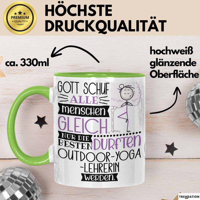 Outdoor-Yoga-Lehrerin Geschenk Becher Tasse Gott Schuf Alle Menschen Gleich Nur Die Besten Durfeten Outdoor-Yoga-Lehrerin Werden Geschenkidee Lustig Grün Trendation